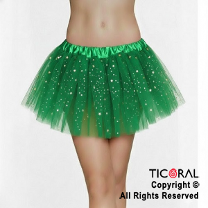 POLLERA TUTU VERDE CON BRILLITOS x 1